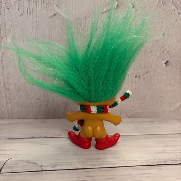 Troll Russ Christmas Doll Red Green White Knit Scarf Vintage 90's (SKU: 204TO) - Picture 3 of 5
